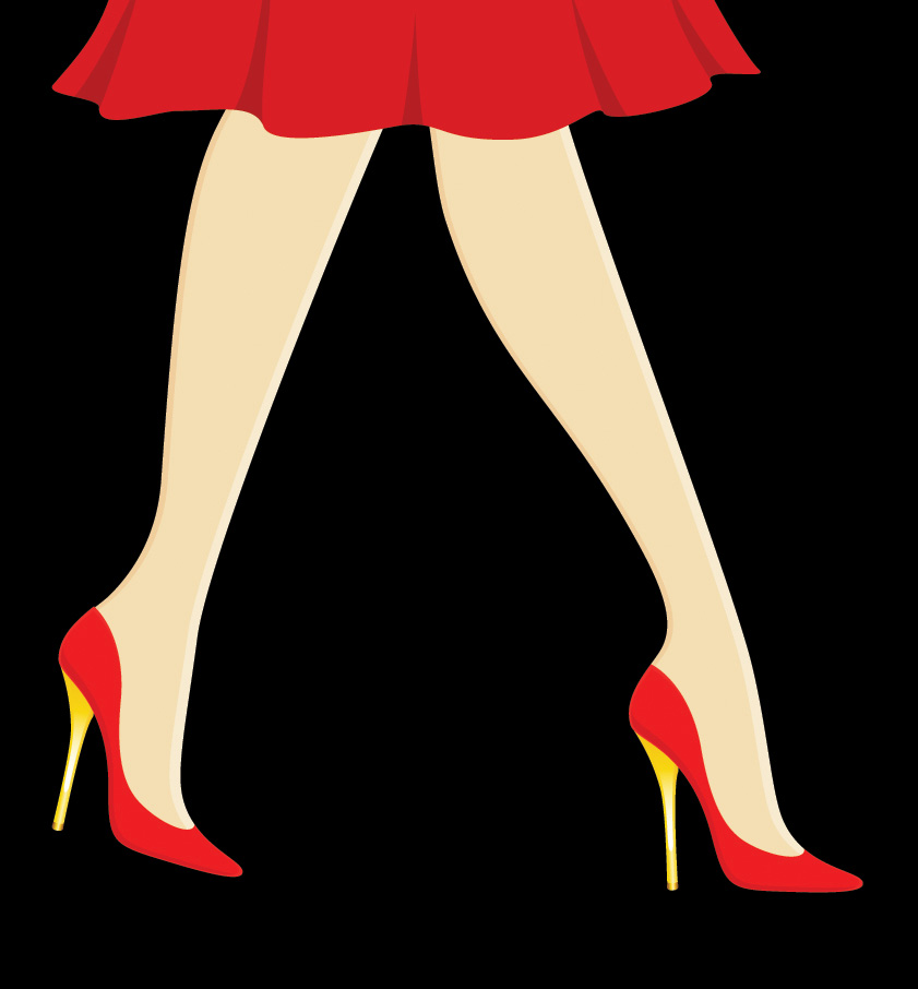 a clip art photo of red heels on a woman